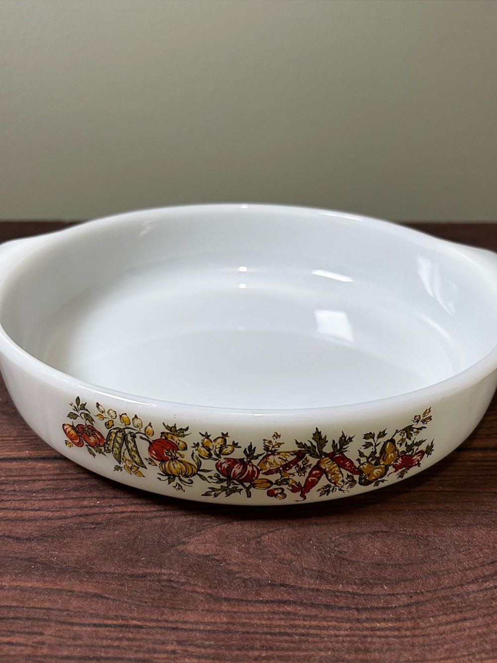 Vintage Anchor Hocking Fire King White Milk Glass Baking Dish 8" Round Casserole